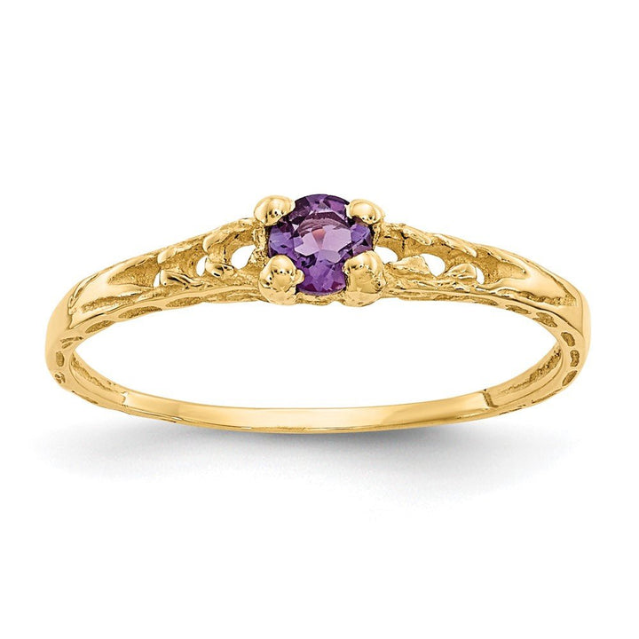 14k Madi K 3mm Amethyst Birthstone Baby Ring - Saki Diamonds, LLC.