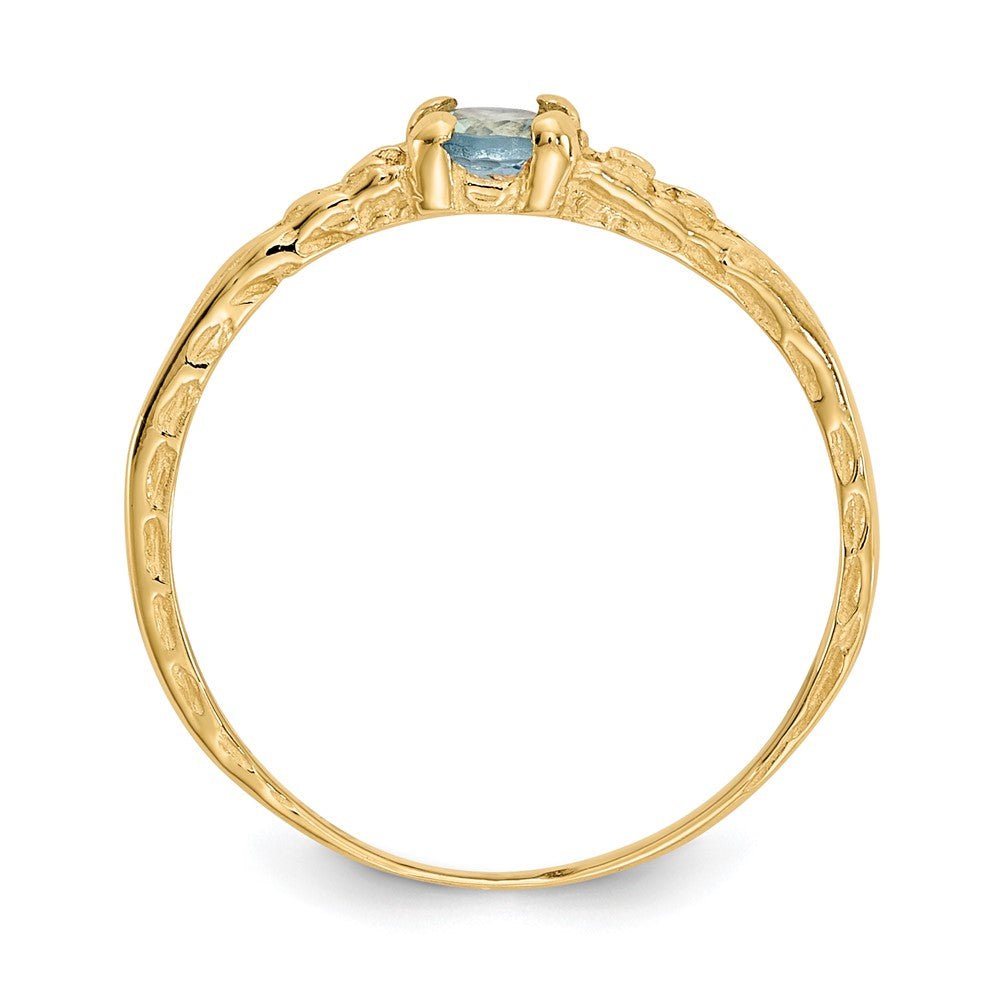 14k Madi K 3mm Aquamarine Birthstone Baby Ring - Saki Diamonds, LLC.