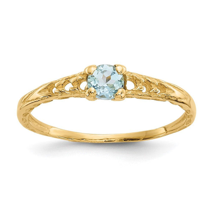 14k Madi K 3mm Aquamarine Birthstone Baby Ring - Saki Diamonds, LLC.