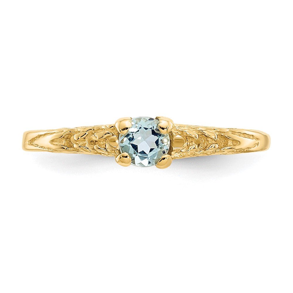 14k Madi K 3mm Aquamarine Birthstone Baby Ring - Saki Diamonds, LLC.