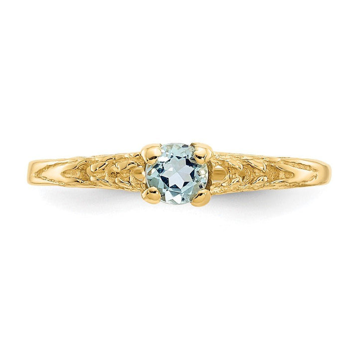 14k Madi K 3mm Aquamarine Birthstone Baby Ring - Saki Diamonds, LLC.