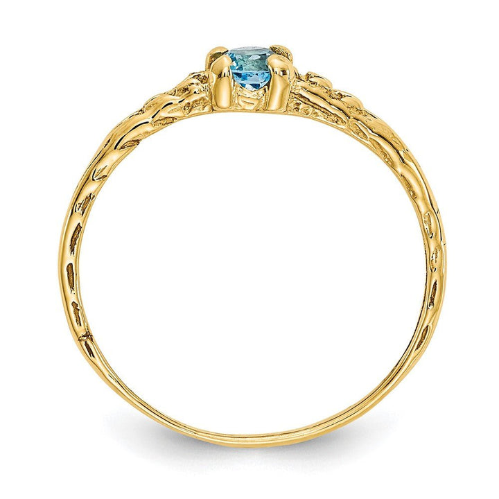 14k Madi K 3mm Blue Topaz Birthstone Baby Ring - Saki Diamonds, LLC.