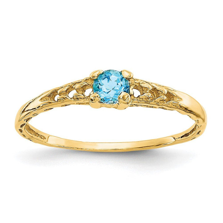 14k Madi K 3mm Blue Topaz Birthstone Baby Ring - Saki Diamonds, LLC.