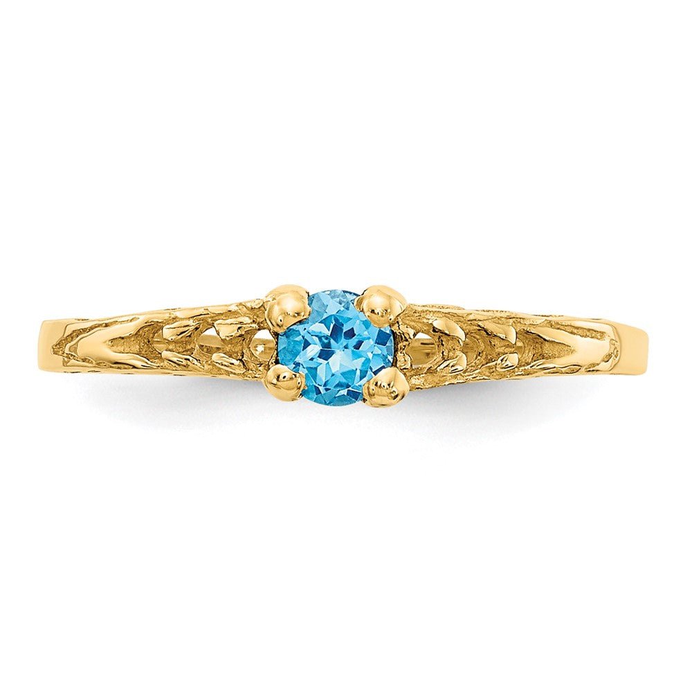 14k Madi K 3mm Blue Topaz Birthstone Baby Ring - Saki Diamonds, LLC.