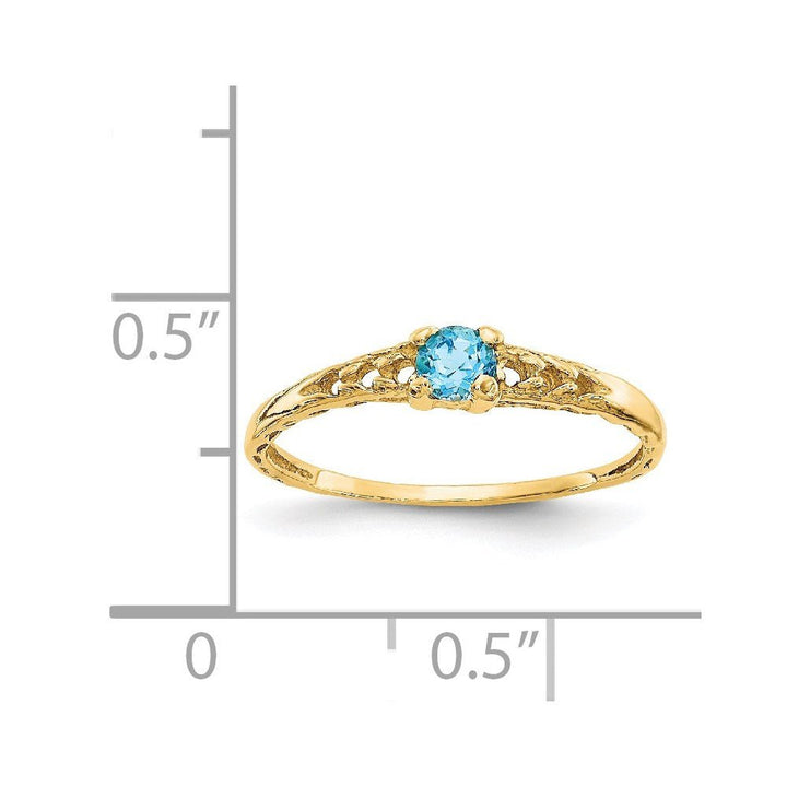 14k Madi K 3mm Blue Topaz Birthstone Baby Ring - Saki Diamonds, LLC.