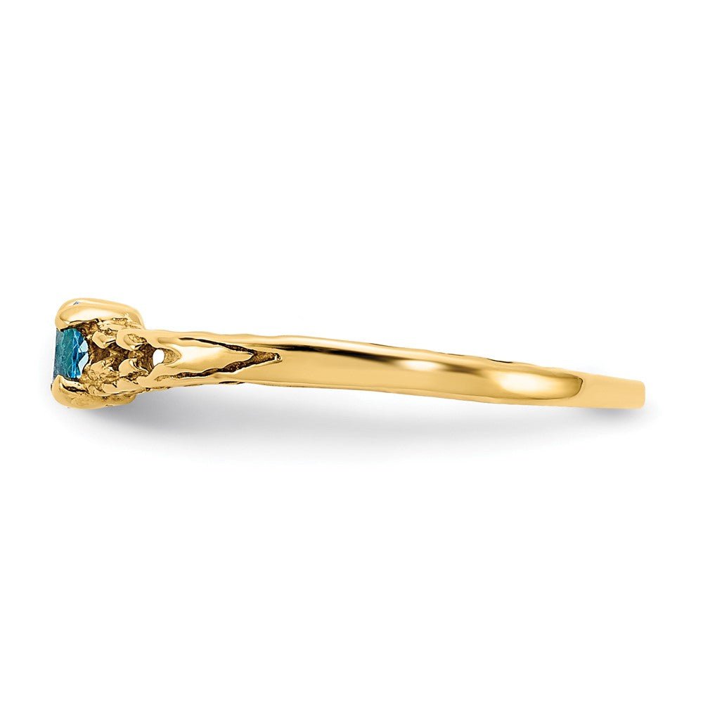 14k Madi K 3mm Blue Topaz Birthstone Baby Ring - Saki Diamonds, LLC.