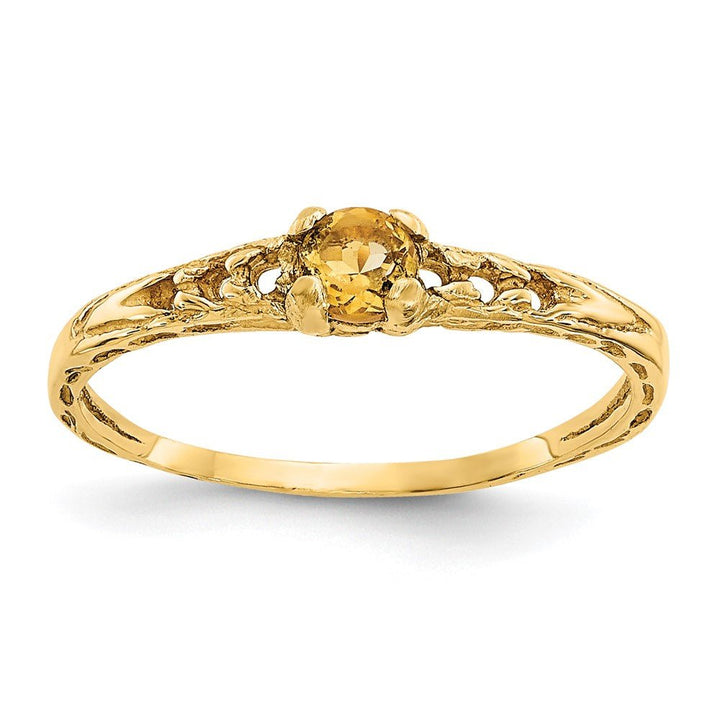 14k Madi K 3mm Citrine Birthstone Baby Ring - Saki Diamonds, LLC.