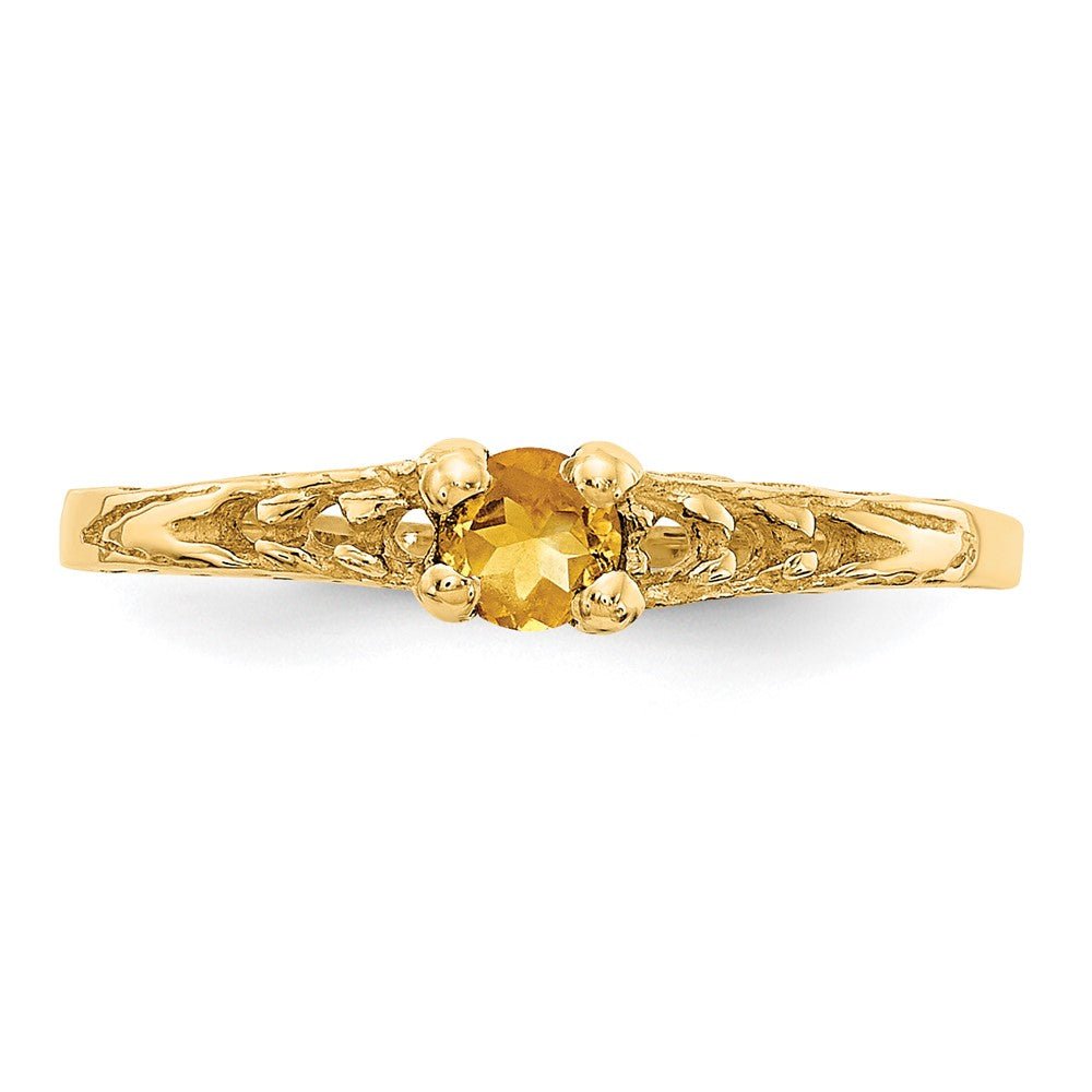 14k Madi K 3mm Citrine Birthstone Baby Ring - Saki Diamonds, LLC.