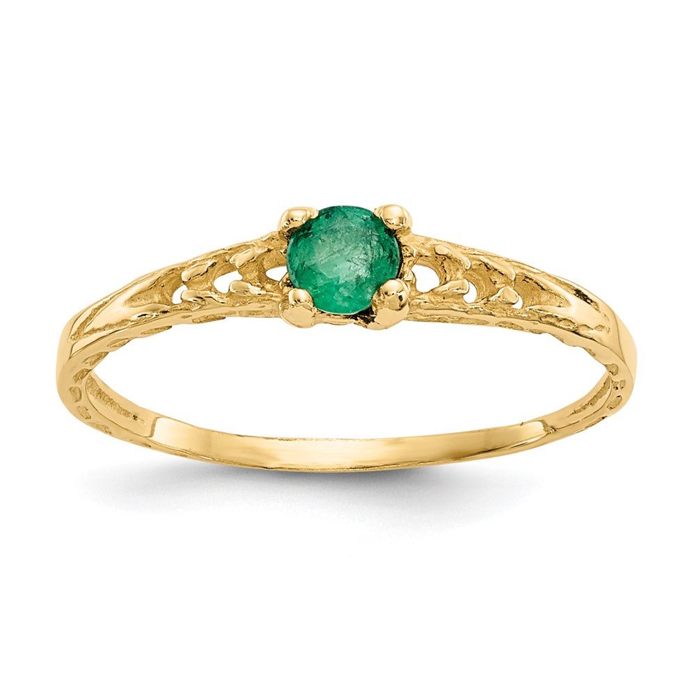 14k Madi K 3mm Emerald Birthstone Baby Ring - Saki Diamonds, LLC.