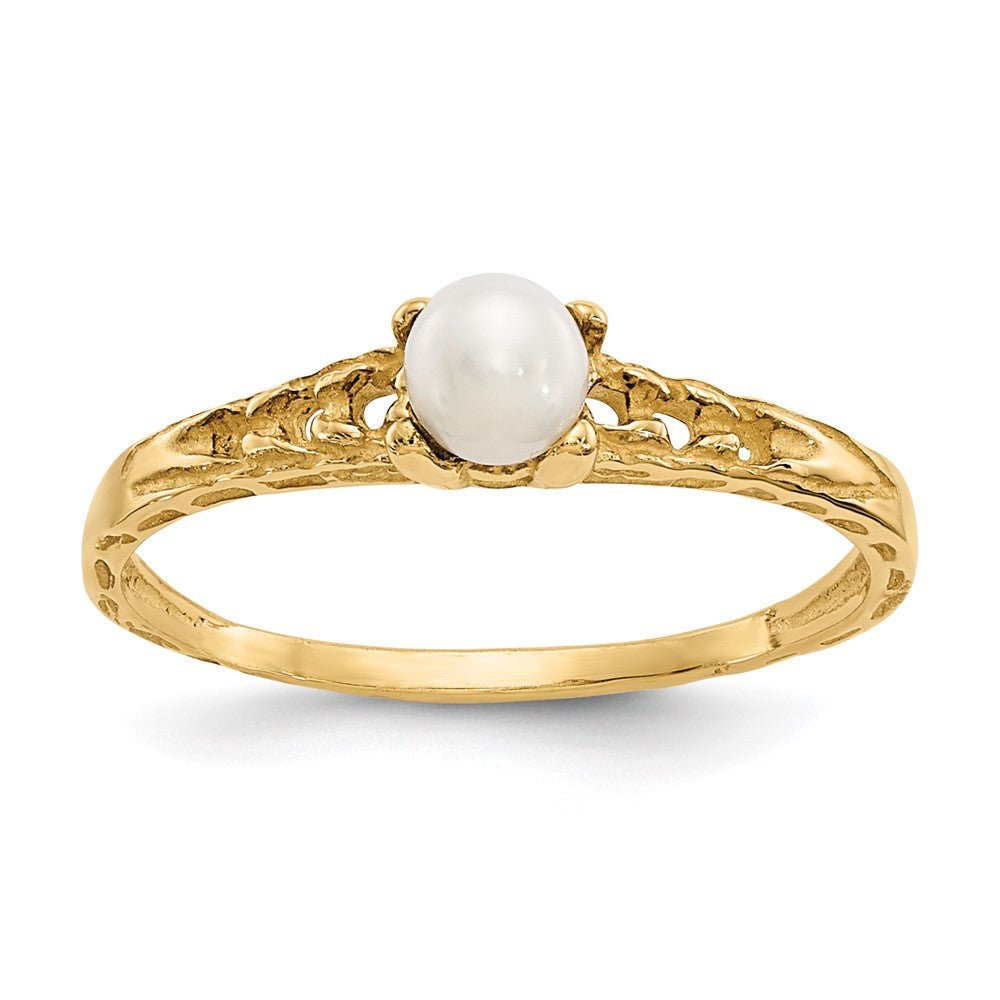 14k Madi K 3mm FW Cultured Pearl Birthstone Baby Ring - Saki Diamonds, LLC.