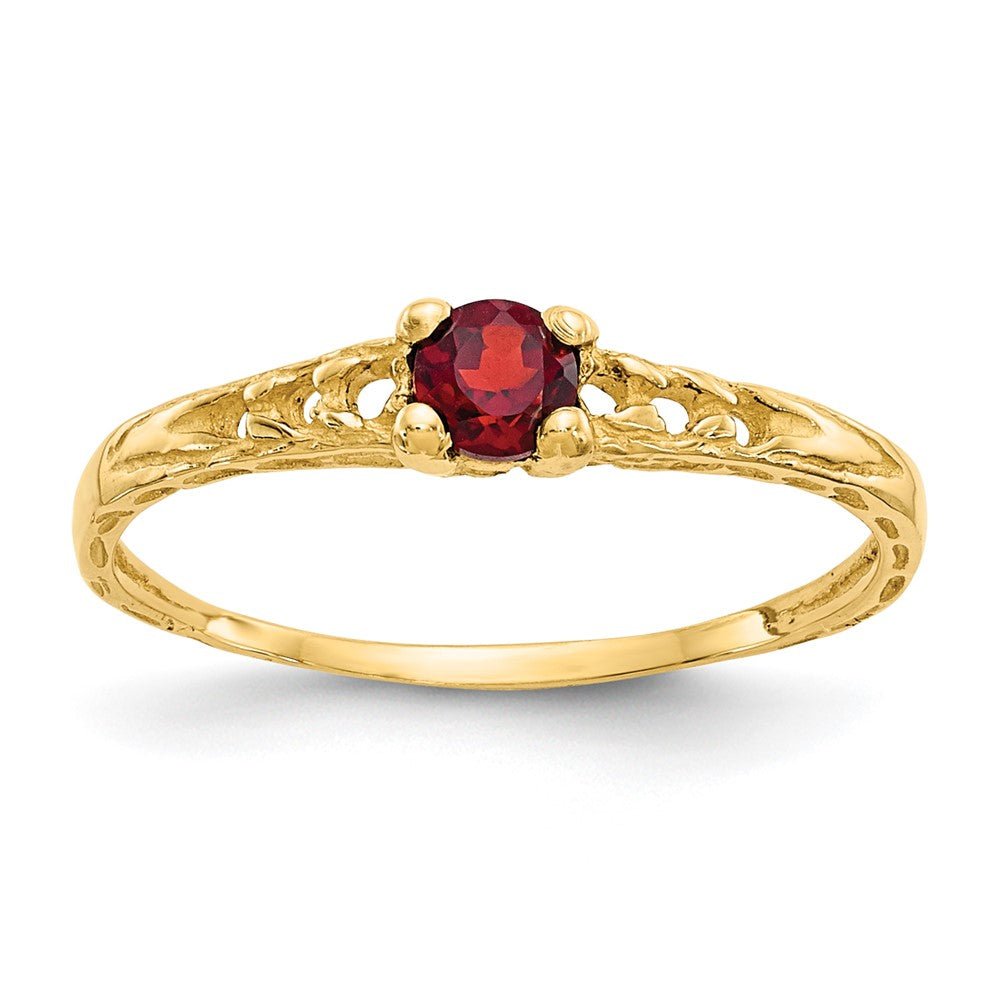 14k Madi K 3mm Garnet Birthstone Baby Ring - Saki Diamonds, LLC.