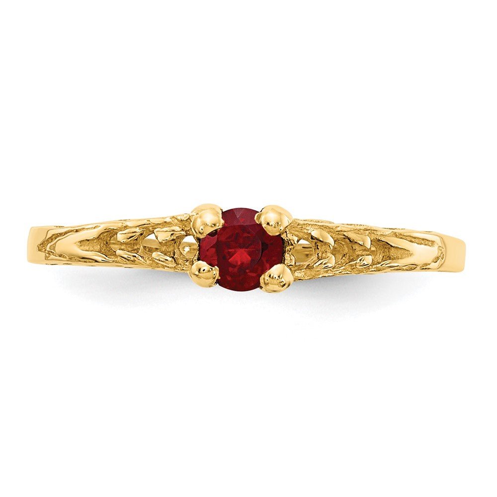 14k Madi K 3mm Garnet Birthstone Baby Ring - Saki Diamonds, LLC.