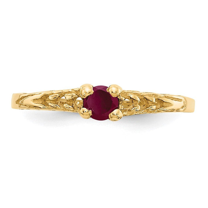 14k Madi K 3mm Ruby Birthstone Baby Ring - Saki Diamonds, LLC.