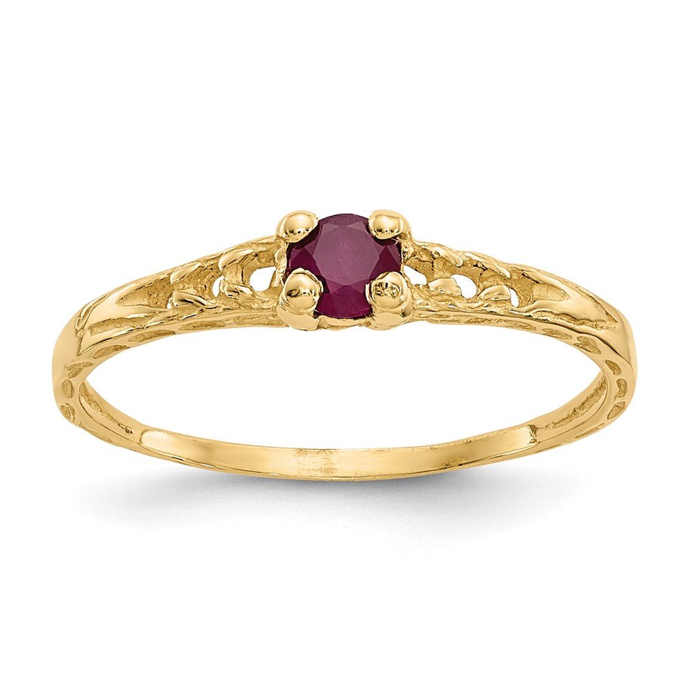 14k Madi K 3mm Ruby Birthstone Baby Ring - Saki Diamonds, LLC.