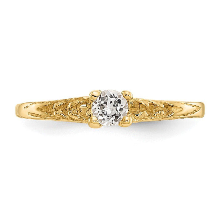 14k Madi K 3mm White Topaz Birthstone Baby Ring - Saki Diamonds, LLC.