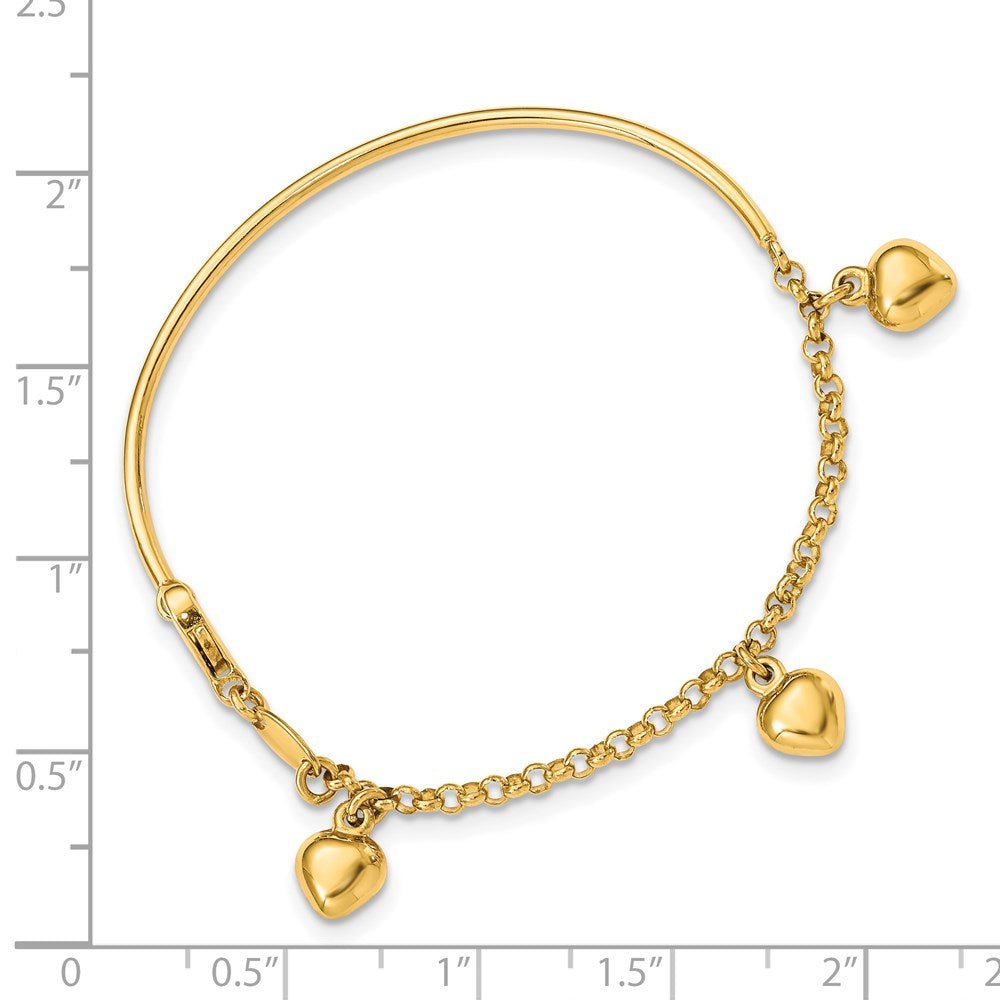 14k Polished Dangle Heart Baby Bracelet - Saki Diamonds, LLC.