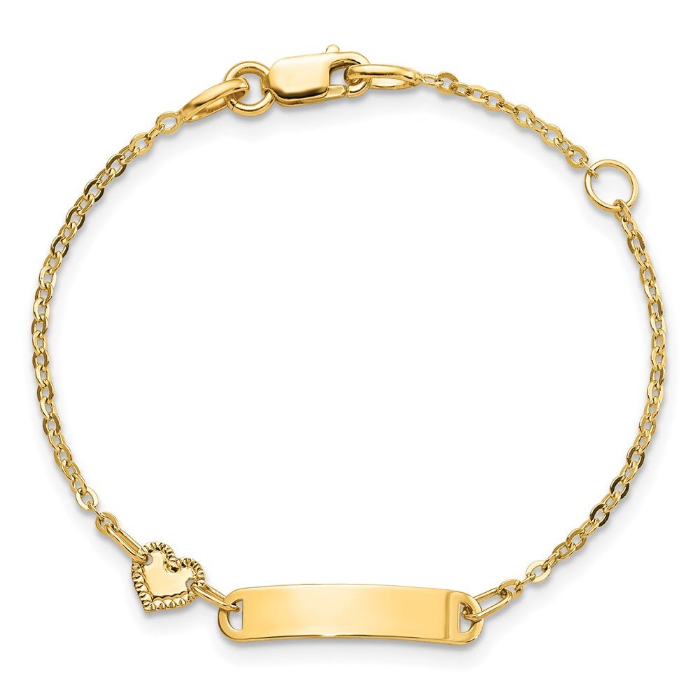 14K Polished ID with Heart Childrens Bracelet - Saki Diamonds, LLC.