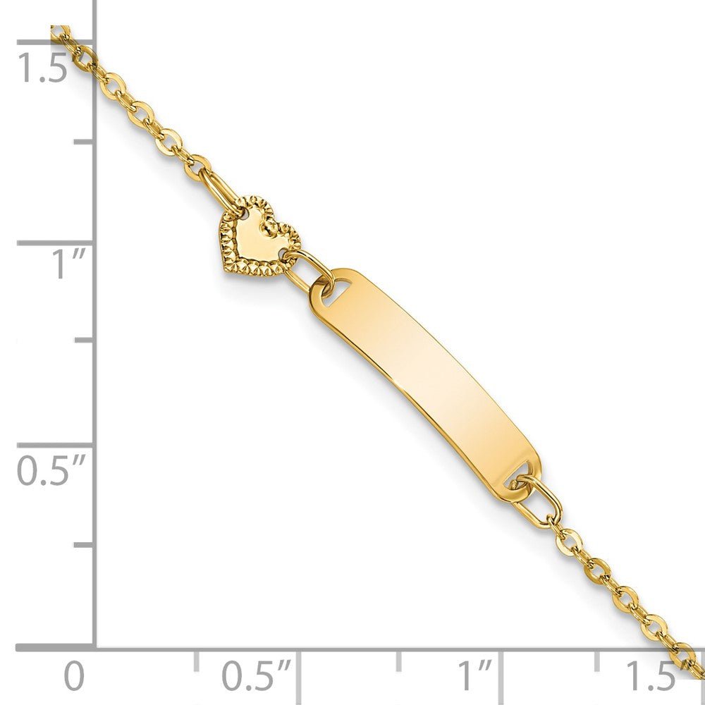 14K Polished ID with Heart Childrens Bracelet - Saki Diamonds, LLC.