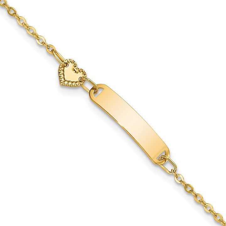 14K Polished ID with Heart Childrens Bracelet - Saki Diamonds, LLC.