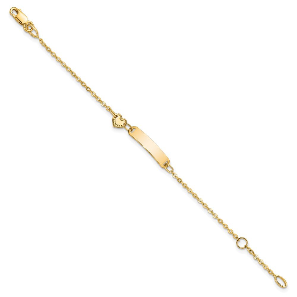 14K Polished ID with Heart Childrens Bracelet - Saki Diamonds, LLC.