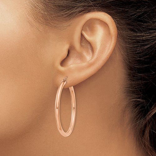 14k Rose Gold Hoop Earrings - Saki Diamonds, LLC.