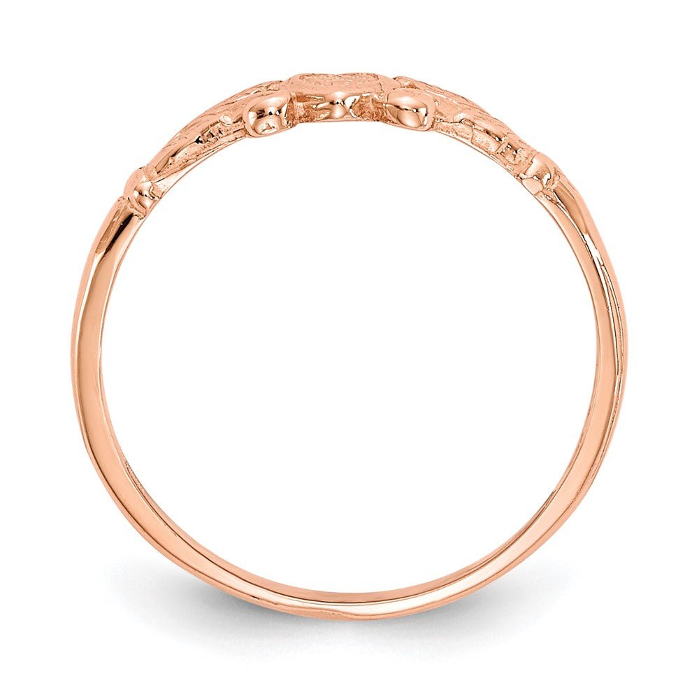 14K Rose Gold Textured Mini Heart Baby Ring - Saki Diamonds, LLC.