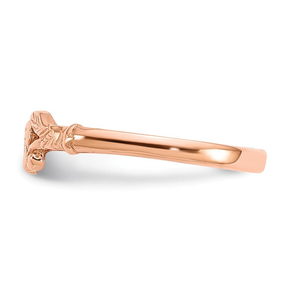 14K Rose Gold Textured Mini Heart Baby Ring - Saki Diamonds, LLC.