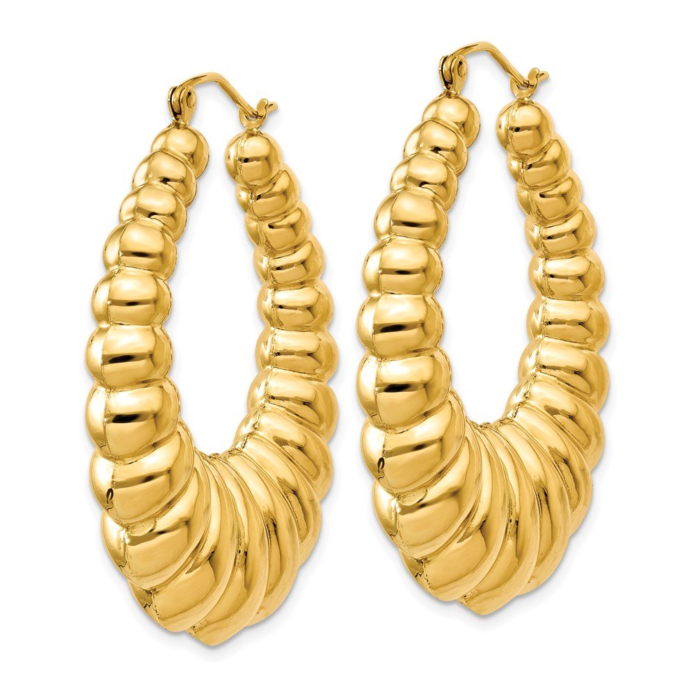 14k Scalloped Hoop Earrings - Saki Diamonds, LLC.