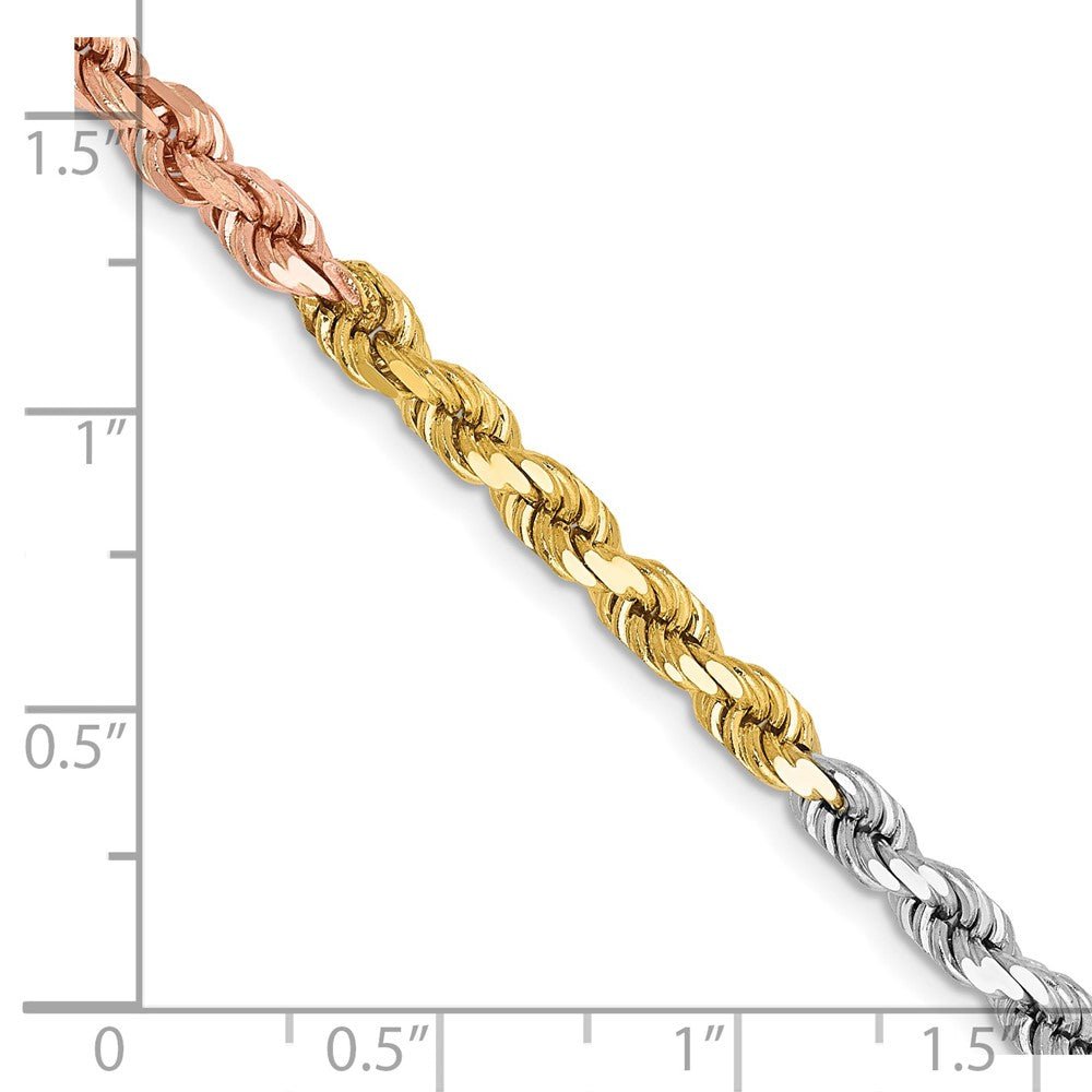 14k Tri-Color 4mm D/C Rope Chain - Saki Diamonds, LLC.