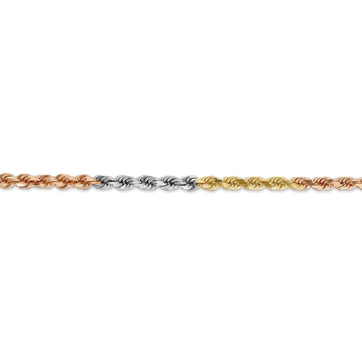 14k Tri-Color 4mm D/C Rope Chain - Saki Diamonds, LLC.