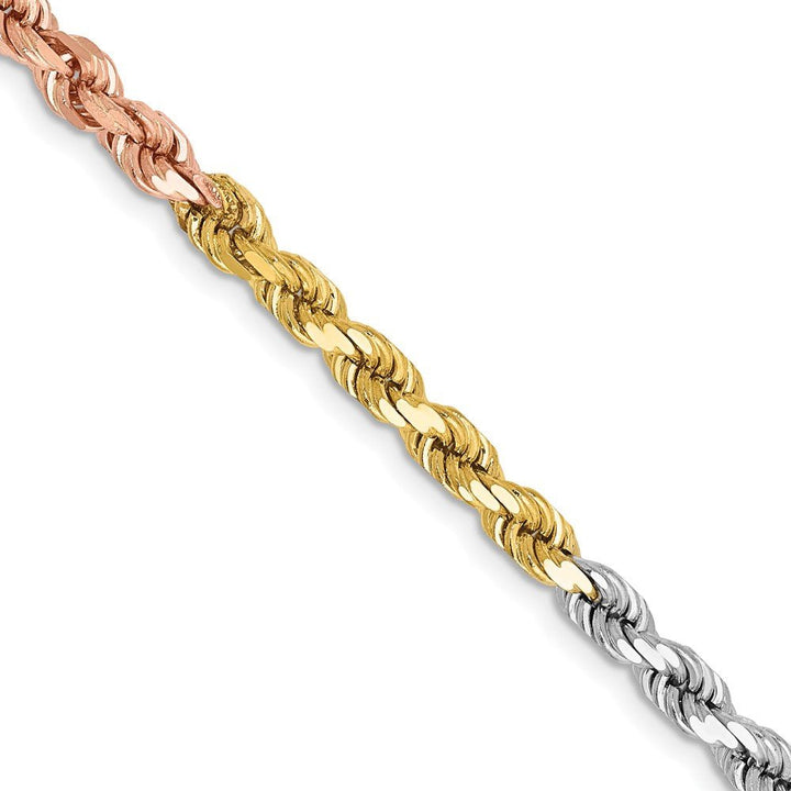 14k Tri-Color 4mm D/C Rope Chain - Saki Diamonds, LLC.