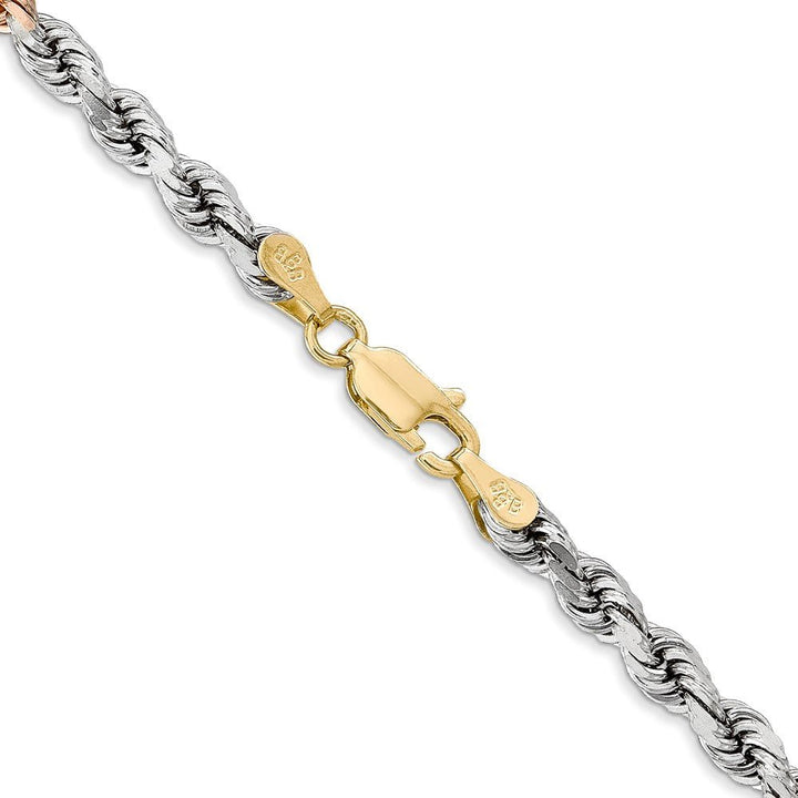 14k Tri-Color 4mm D/C Rope Chain - Saki Diamonds, LLC.