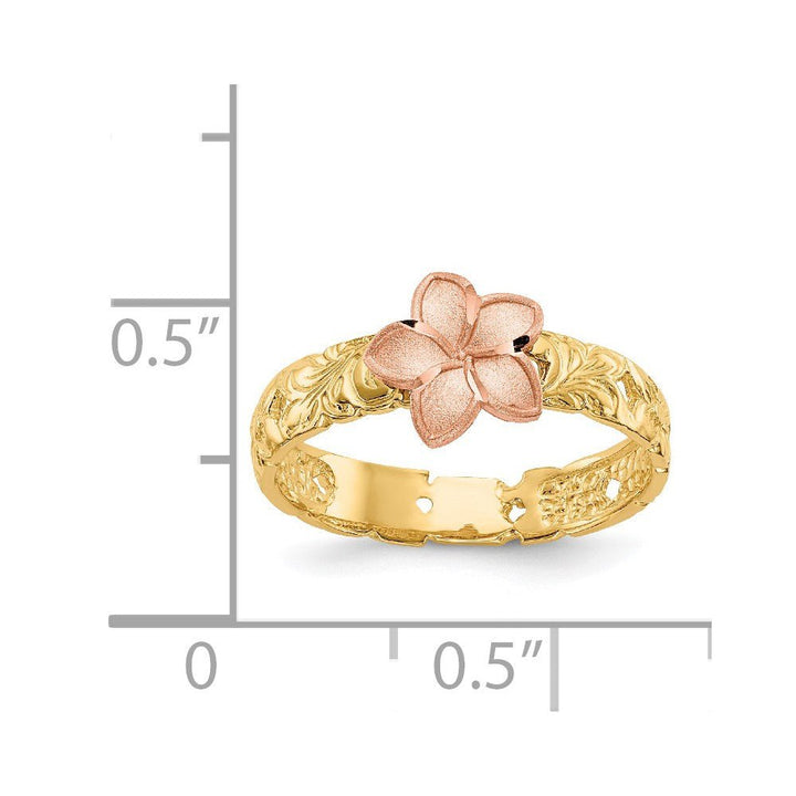 14K Two Tone Plumeria Baby Ring - Saki Diamonds, LLC.