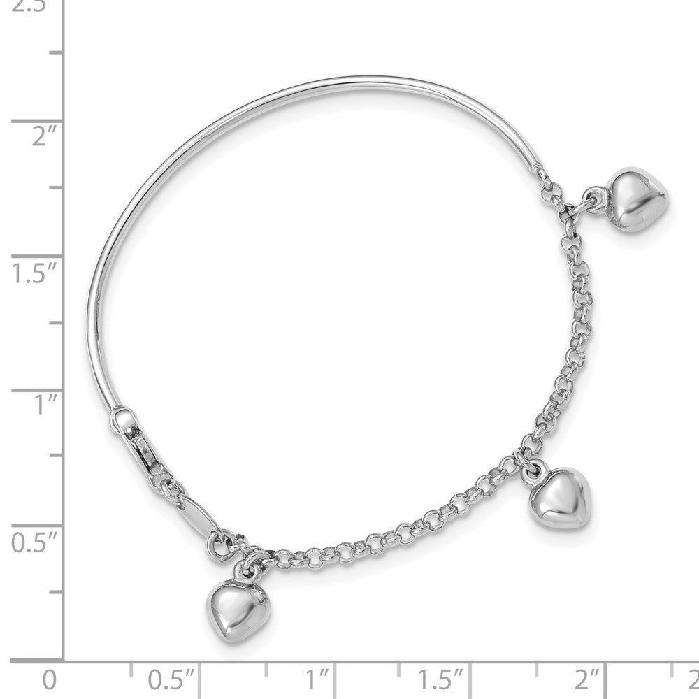 14k White Gold Polished Dangle Heart Baby Bracelet - Saki Diamonds, LLC.