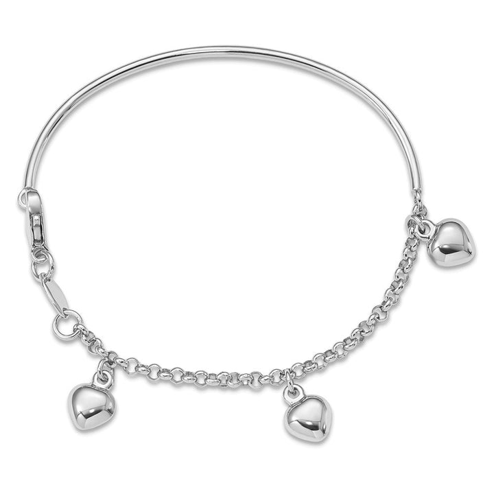 14k White Gold Polished Dangle Heart Baby Bracelet - Saki Diamonds, LLC.