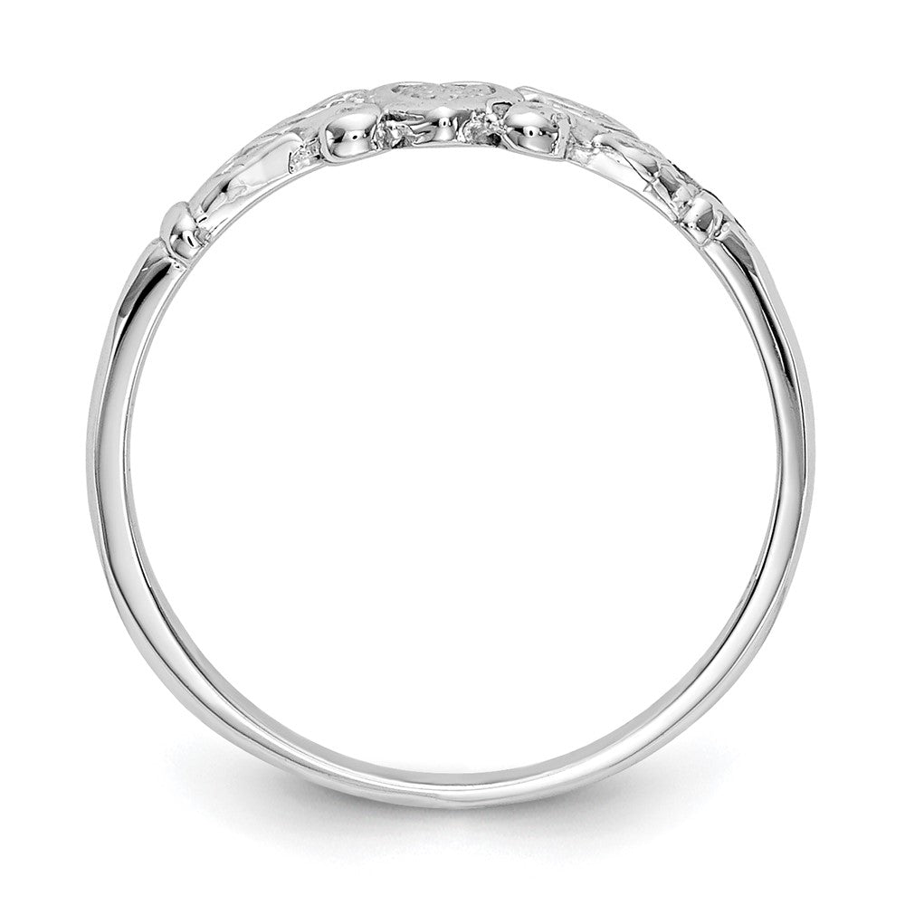 14K White Gold Textured Mini Heart Baby Ring - Saki Diamonds, LLC.