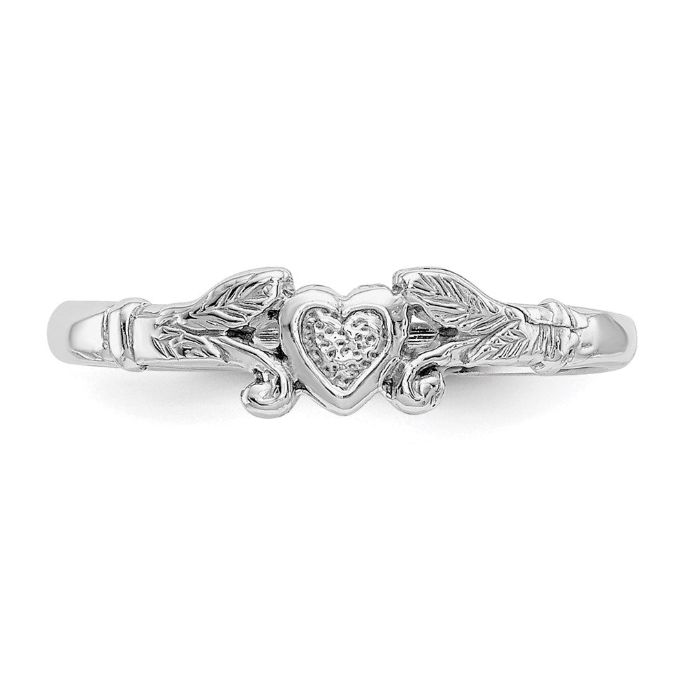 14K White Gold Textured Mini Heart Baby Ring - Saki Diamonds, LLC.