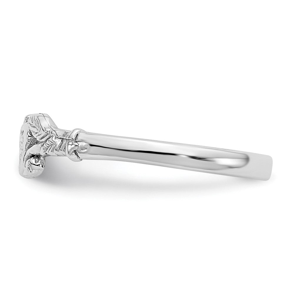 14K White Gold Textured Mini Heart Baby Ring - Saki Diamonds, LLC.