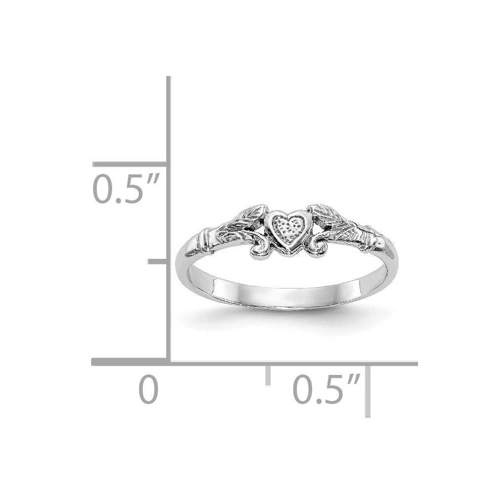 14K White Gold Textured Mini Heart Baby Ring - Saki Diamonds, LLC.