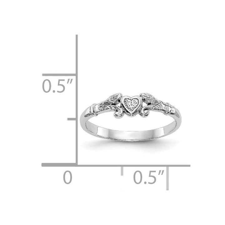 14K White Gold Textured Mini Heart Baby Ring - Saki Diamonds, LLC.