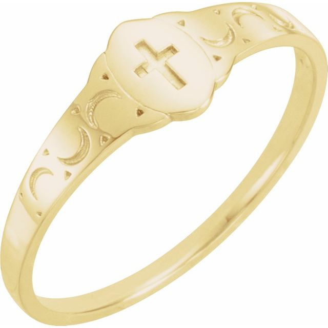 14K Youth Cross Signet Ring - Saki Diamonds, LLC.