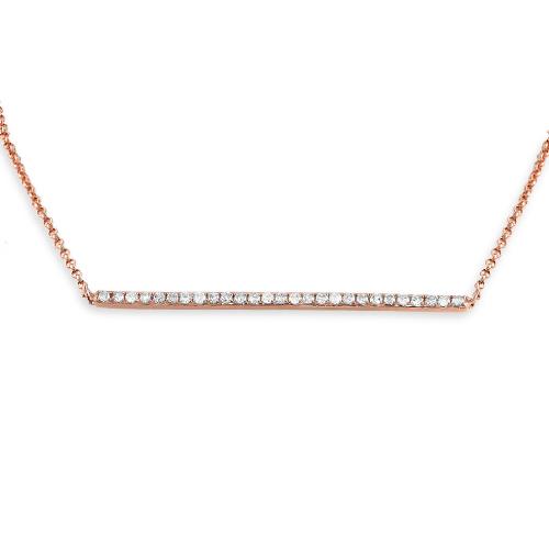 14KR 0.25ctw Diamond Straight Bar Necklace - Saki Diamonds, LLC.