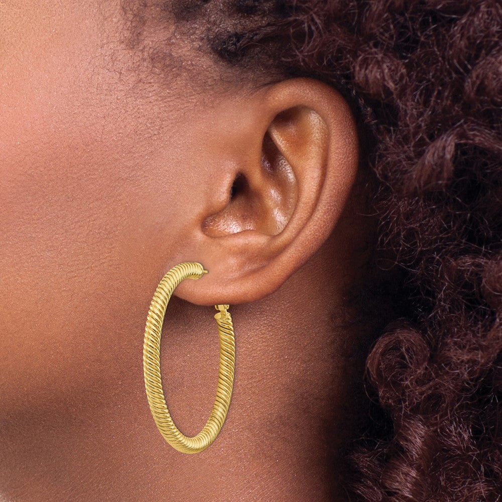 14k Twisted Round Hoop Earrings