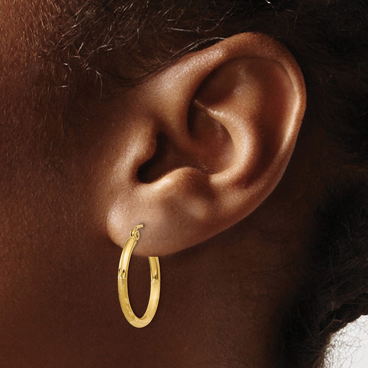 14k Satin Hoop Earrings