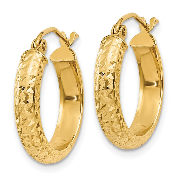 14K Diamond-Cut Hollow Hoop Earrings