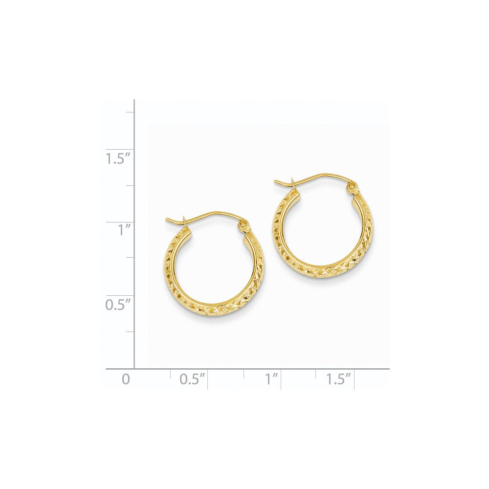 14K Diamond-Cut Hollow Hoop Earrings