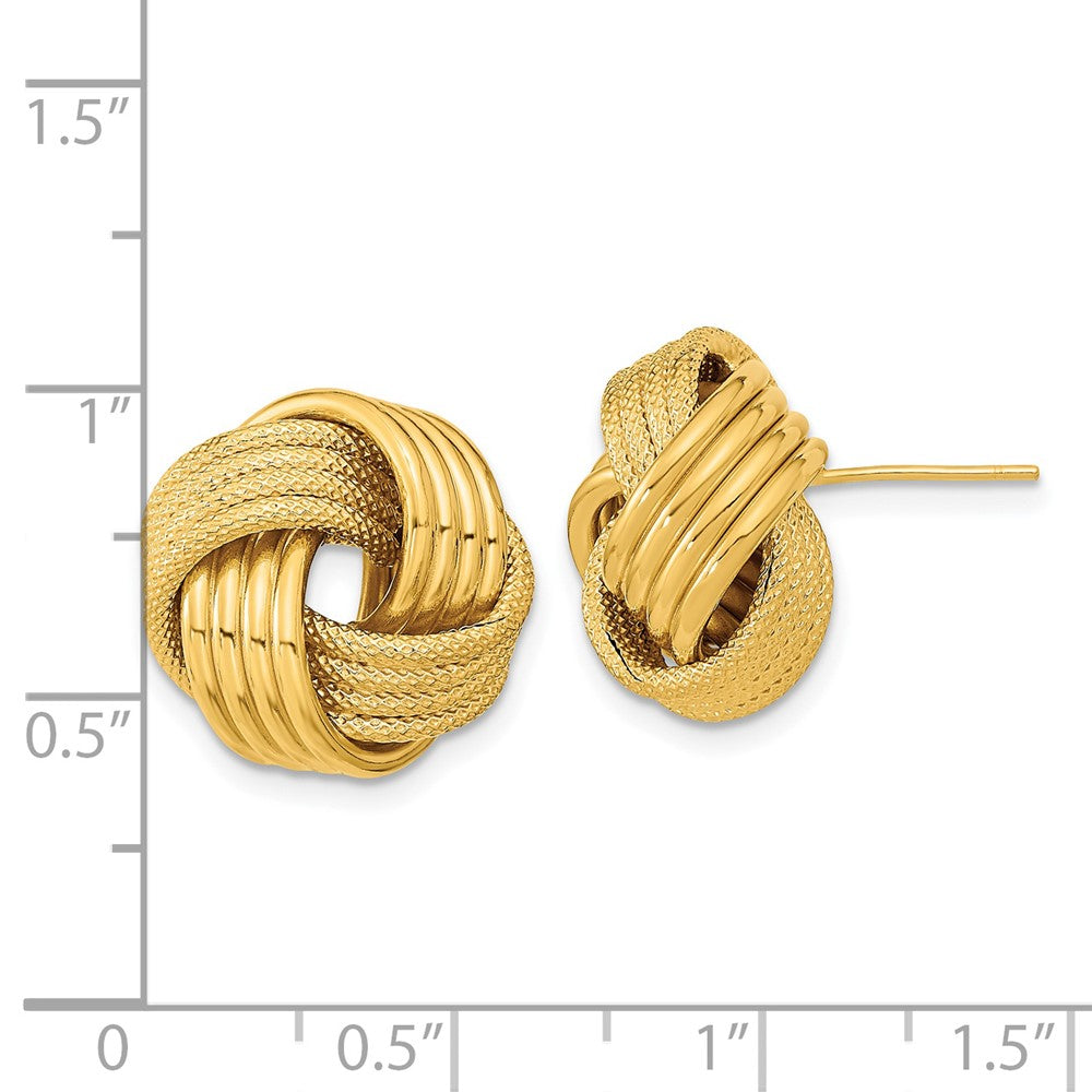 14K Textured Love Knot Post Earrings