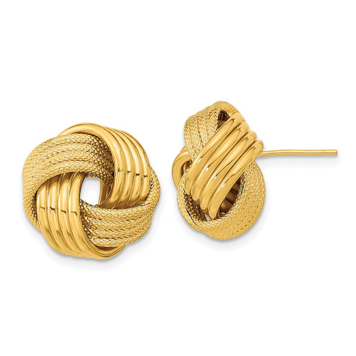 14K Textured Love Knot Post Earrings