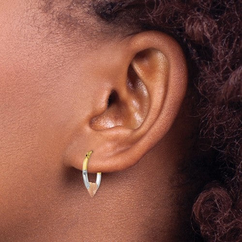 14K Tri-Tone Heart Hoop Earrings