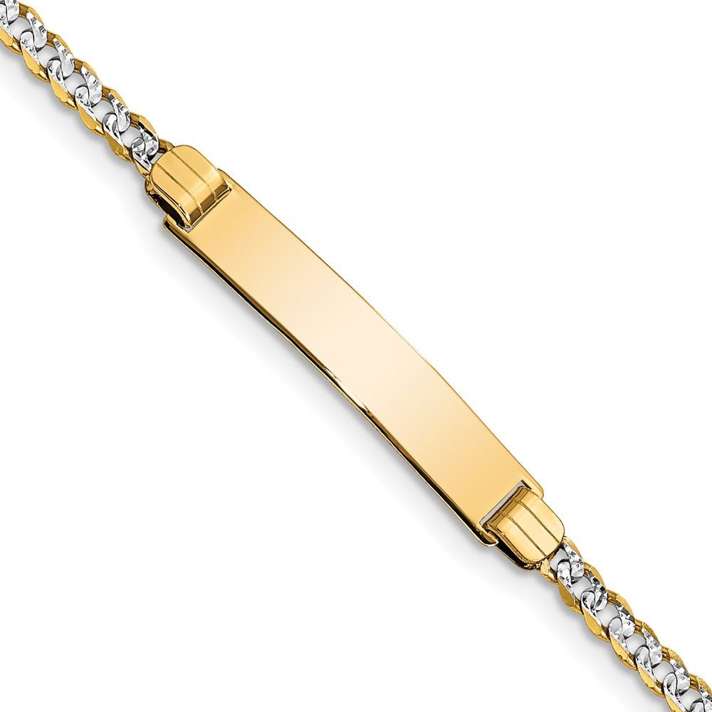 w/Rhodium Children's Pav‚ Curb Link ID Bracelet - Saki Diamonds, LLC.